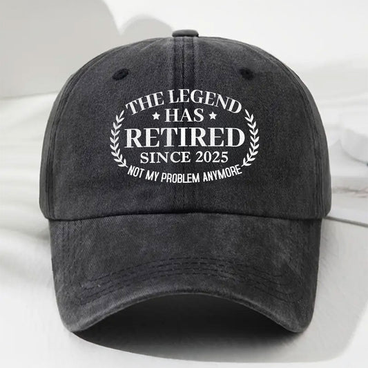 The Legend Has Retired - Personalized Custom Vintage Washed Denim Cap
