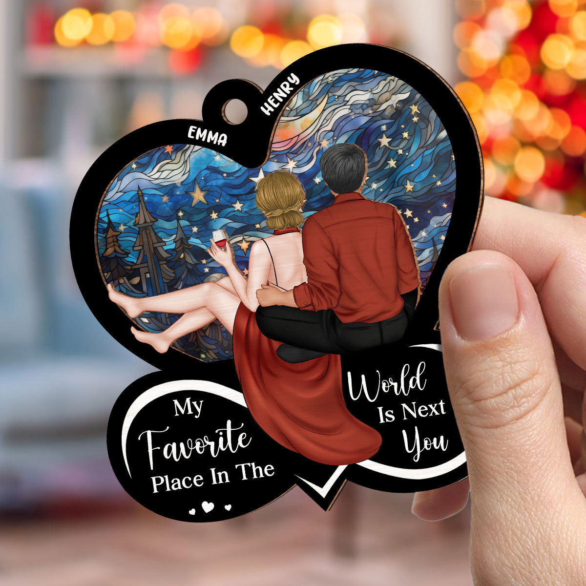 My Favorite Place Is Next To You - Personalized Custom Suncatcher Ornament