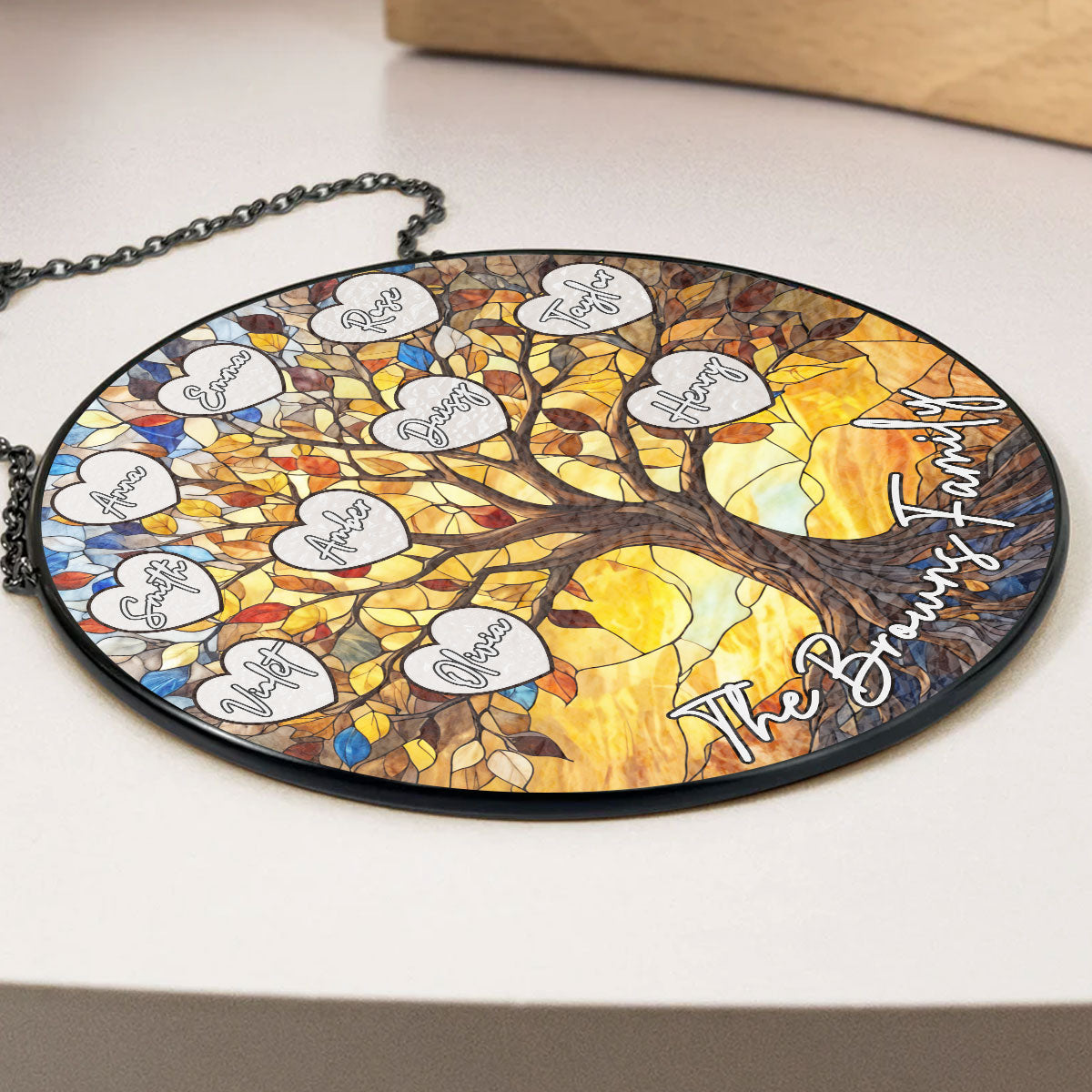 Family Tree Love Grows Here - Personalized Custom Window Hanging Suncatcher