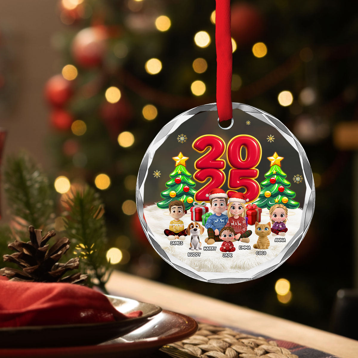 You Me And Our Kid Pet - Personalized Custom Glass Ornament
