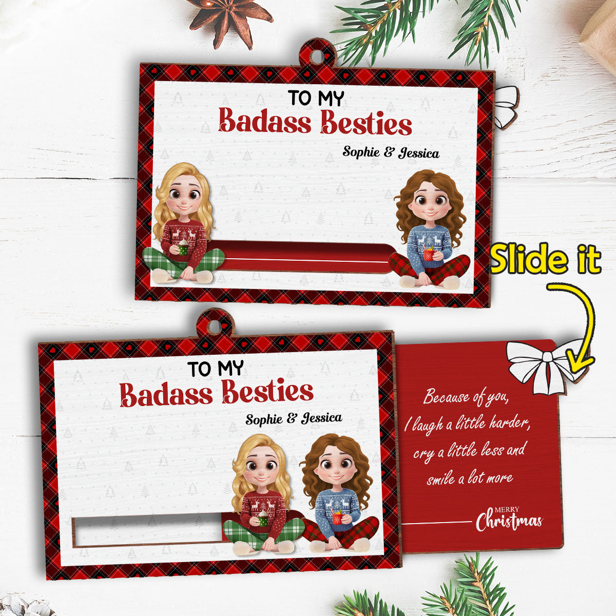 To My Badass Bestie - Personalized Custom Slide Ornament