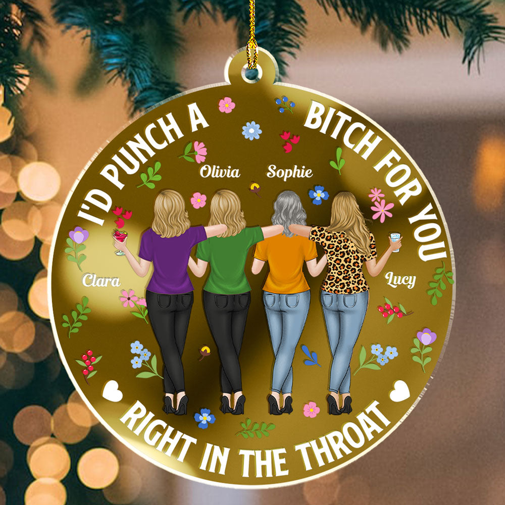Punch Bitch Besties - Personalized Custom Mirrored Acrylic Ornament