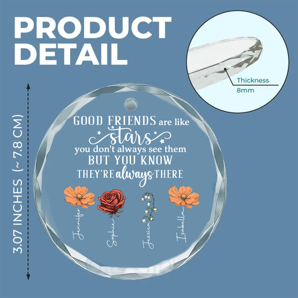 Friends Like Stars Christmas - Personalized Custom Glass Ornament