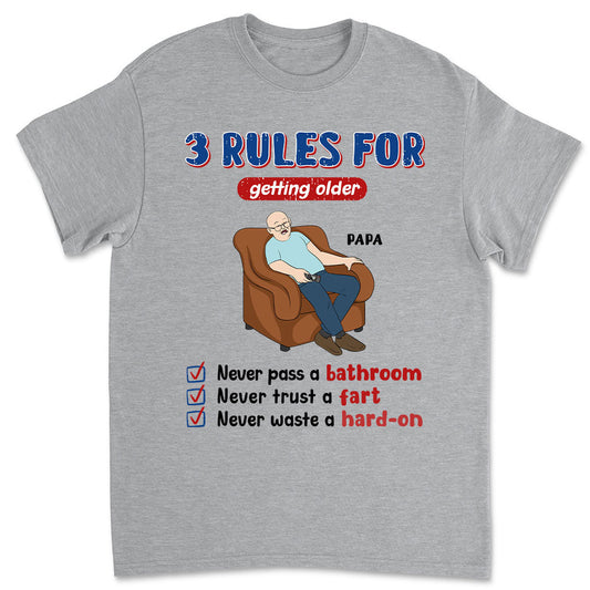 Grandpa Rules Laugh Leak Repeat - Personalized Custom Shirt