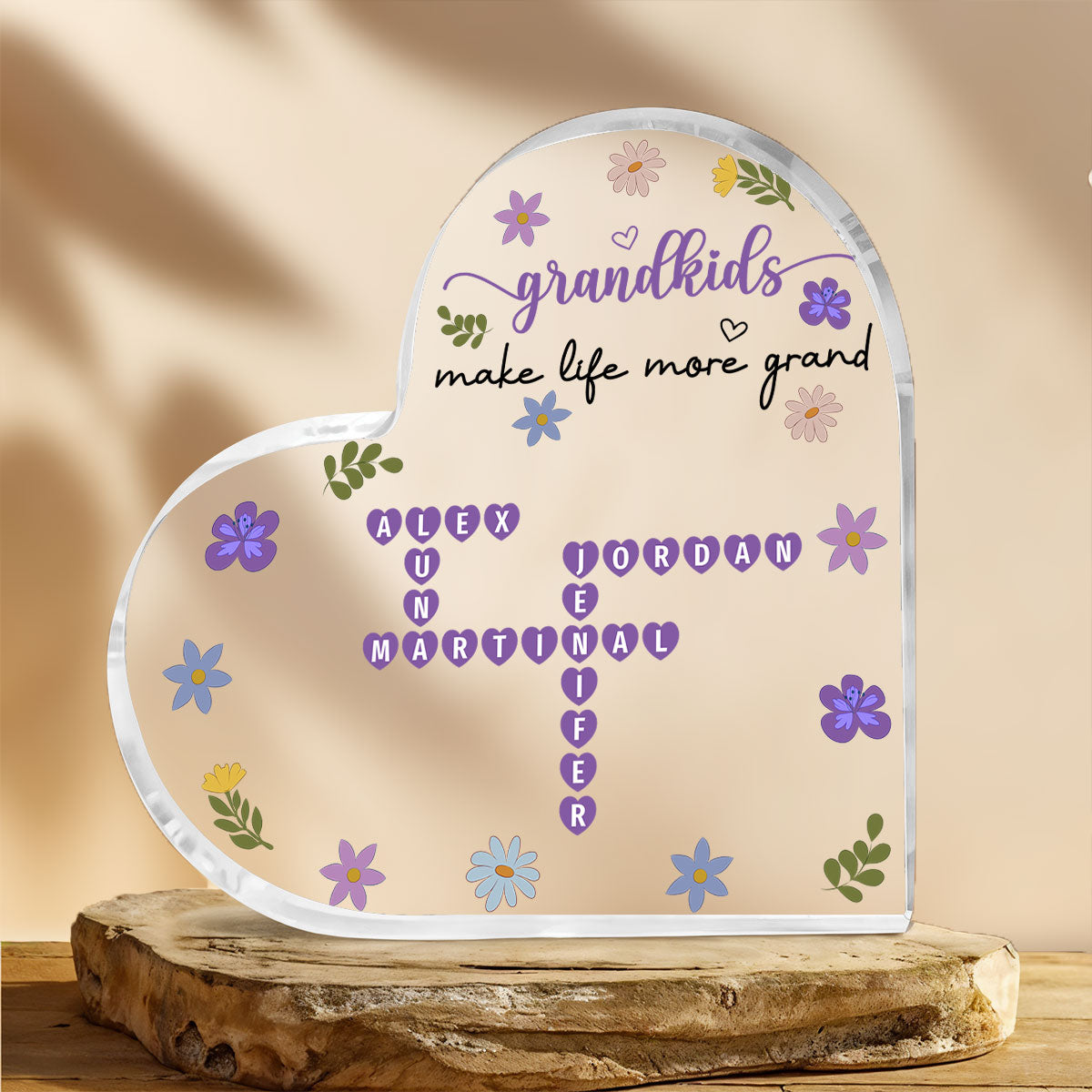 Grandkids Make Life More Grand Crossword - Personalized Custom Acrylic Plaque