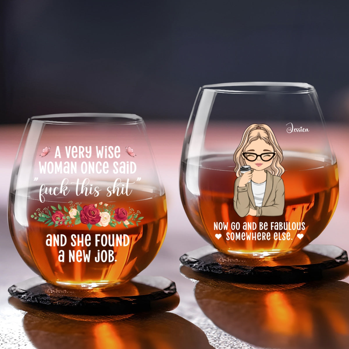 New Job New Fabulous You - Personalized Custom Wine Glass