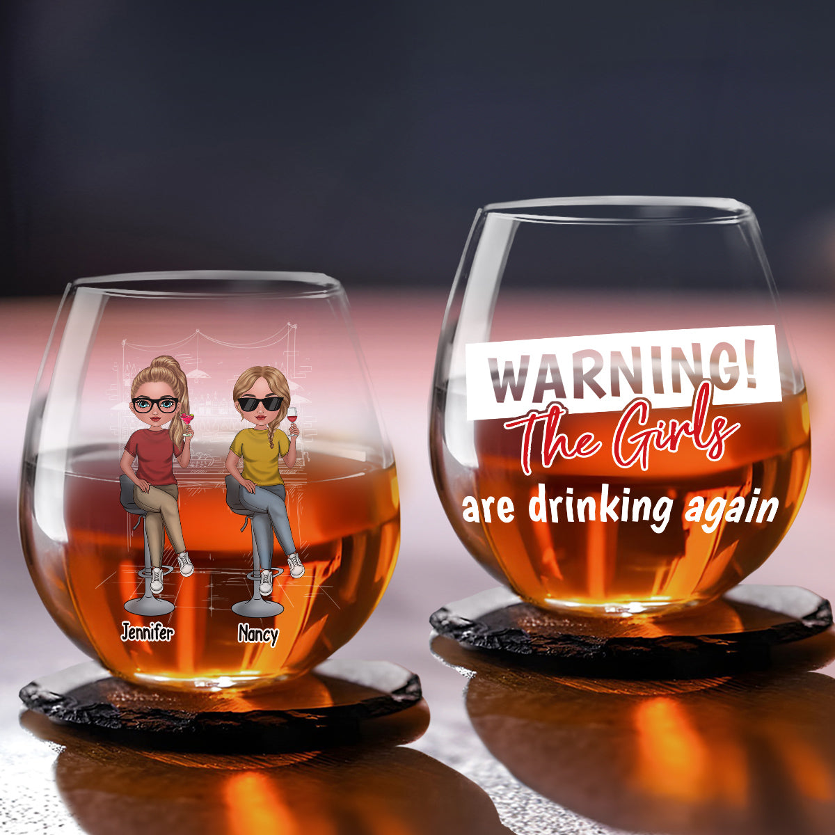 The Girls Are Drinking Again - Personalized Custom Wine Glass