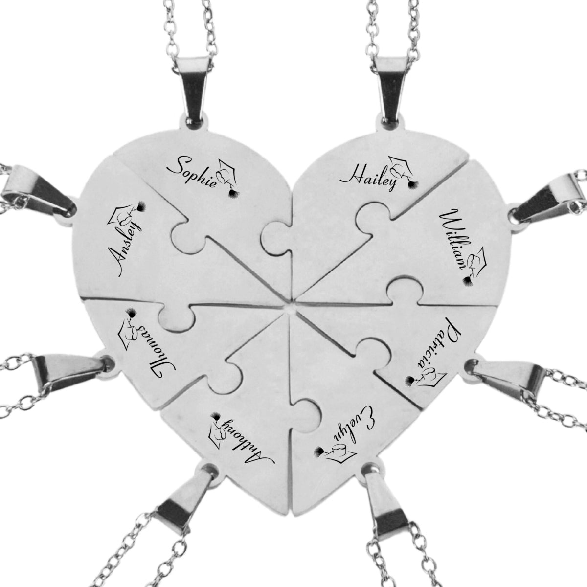 Happy Graduation - Personalized Custom Heart Puzzle Necklace