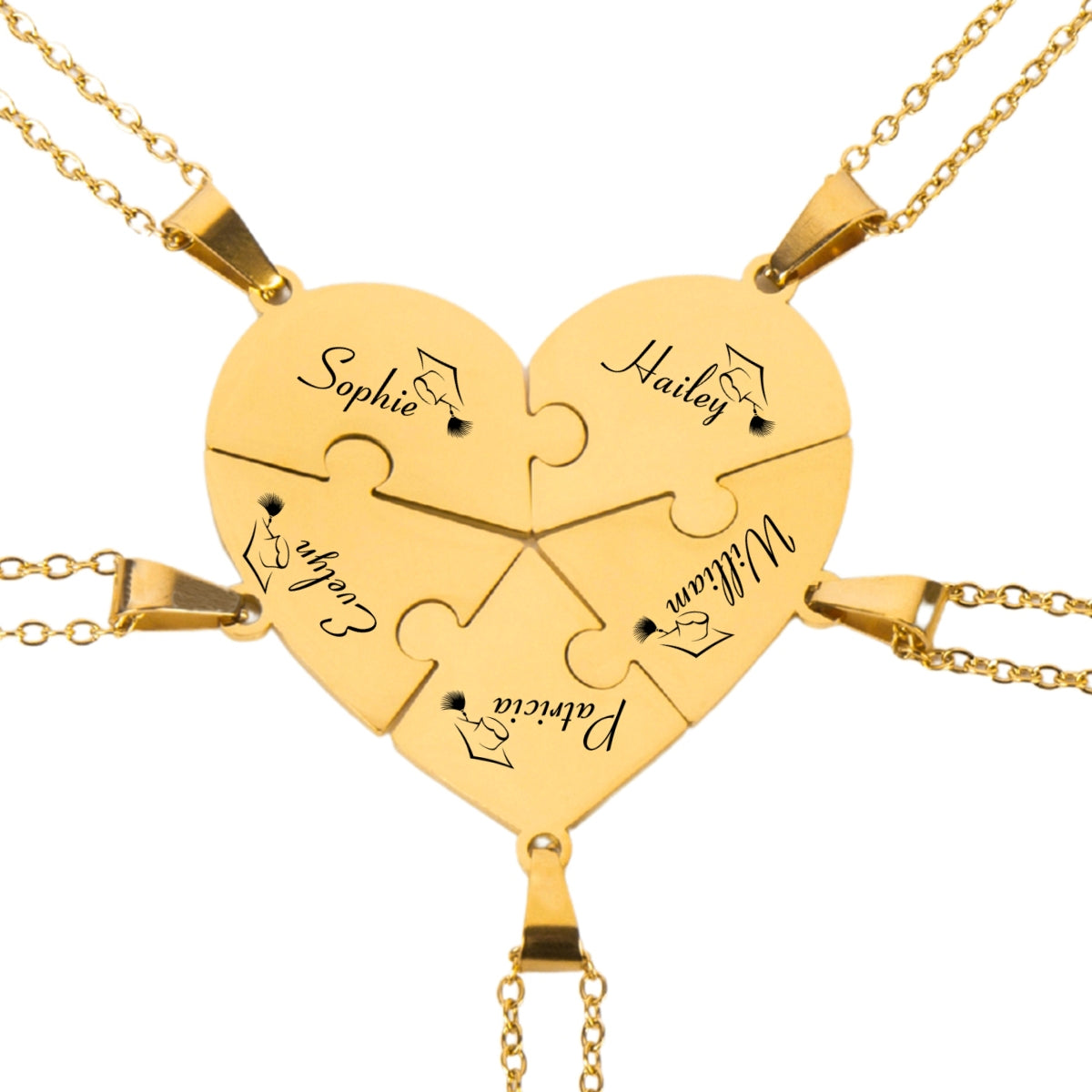 Happy Graduation - Personalized Custom Heart Puzzle Necklace