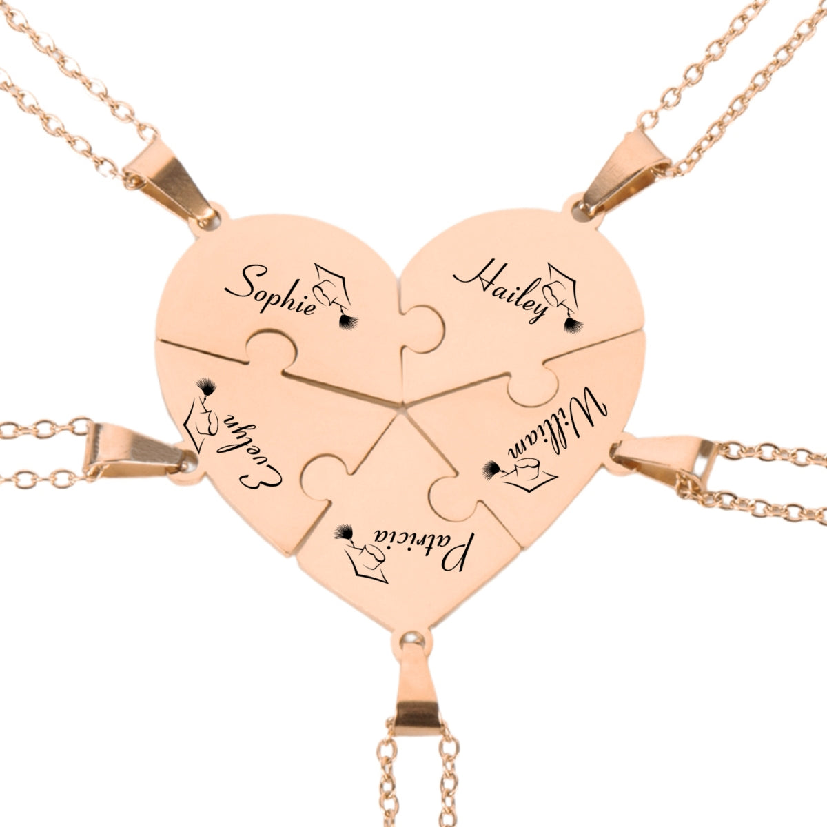Happy Graduation - Personalized Custom Heart Puzzle Necklace