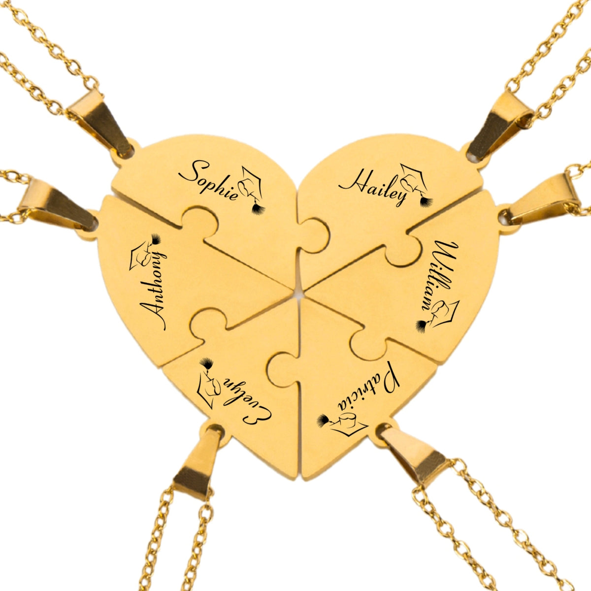 Happy Graduation - Personalized Custom Heart Puzzle Necklace