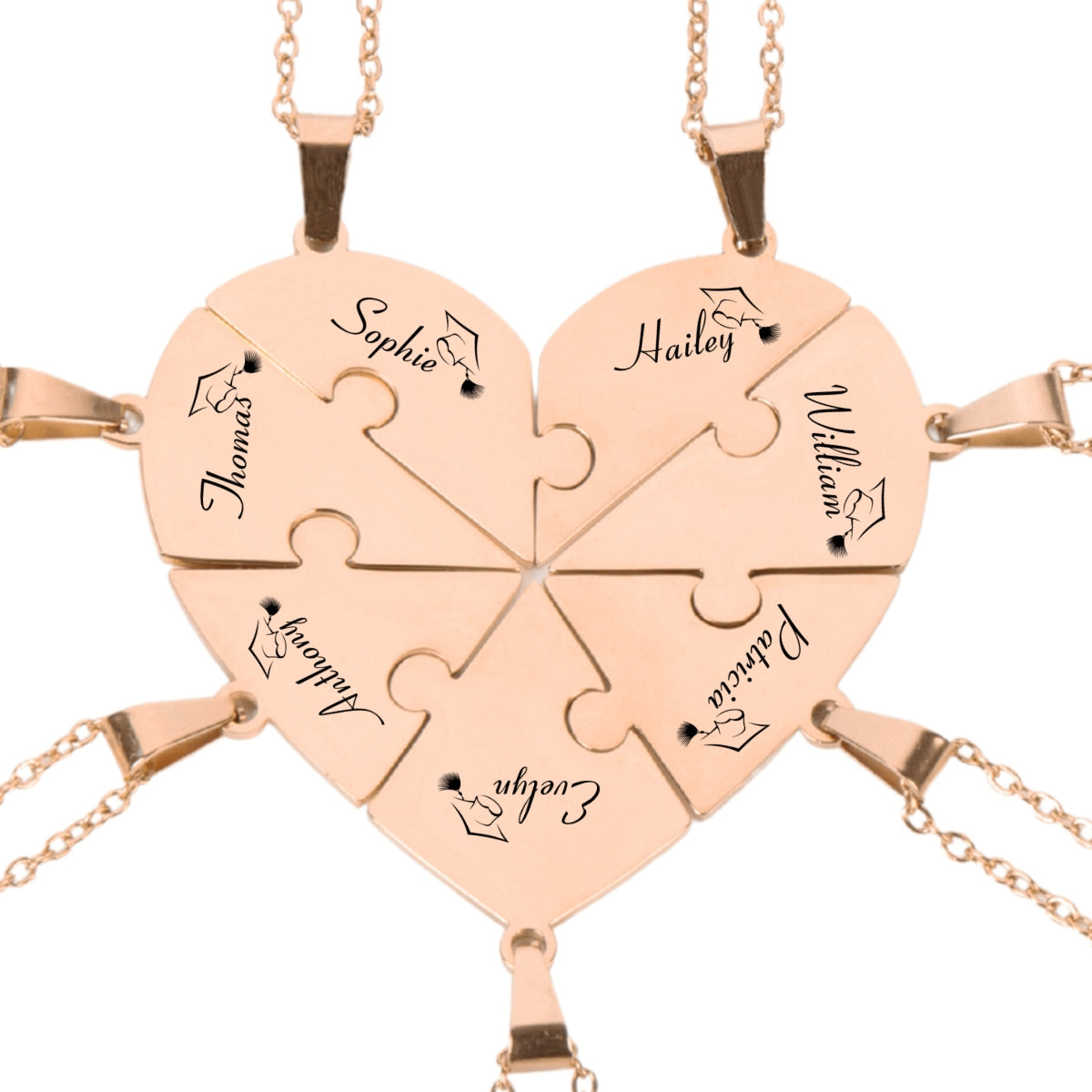 Happy Graduation - Personalized Custom Heart Puzzle Necklace