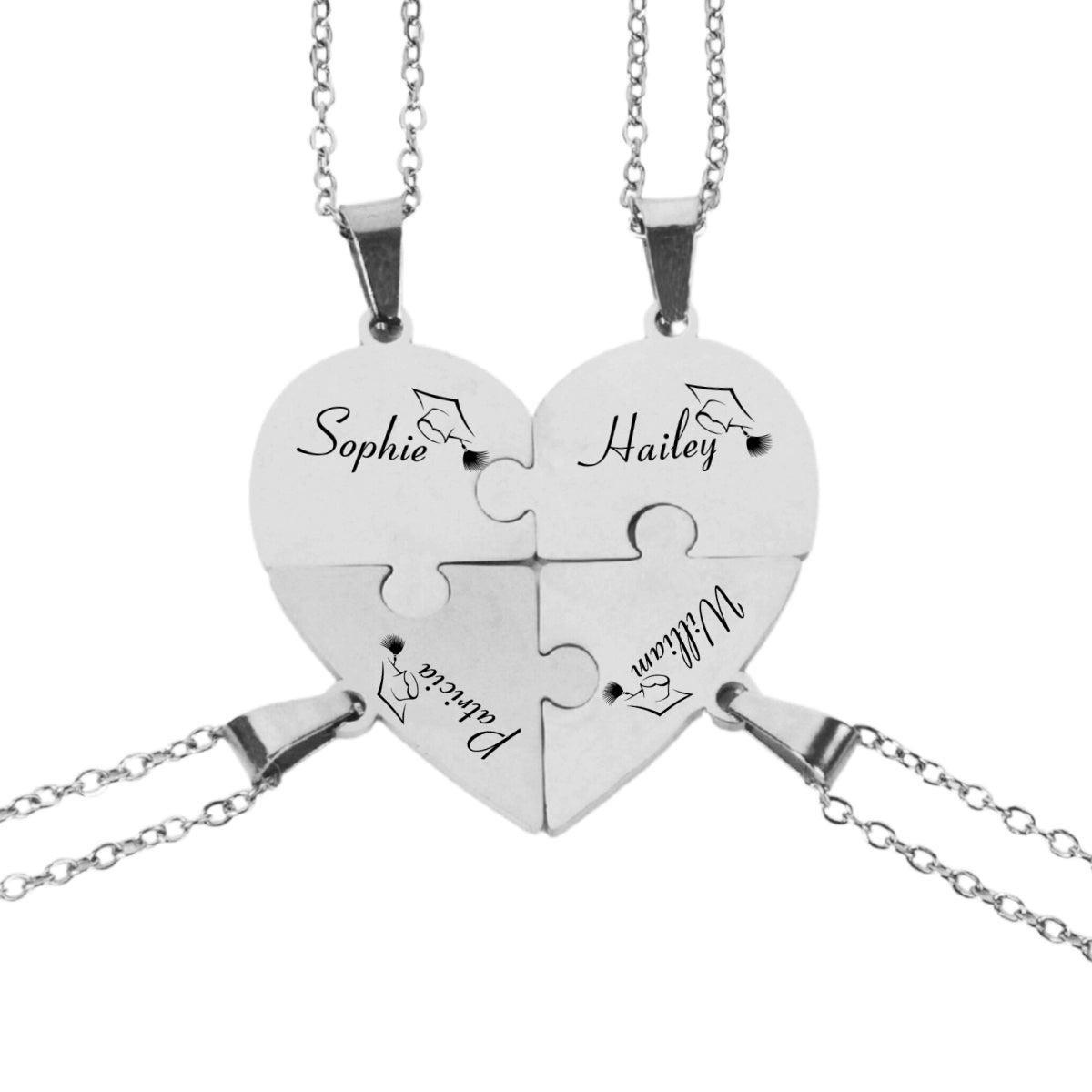 Happy Graduation - Personalized Custom Heart Puzzle Necklace