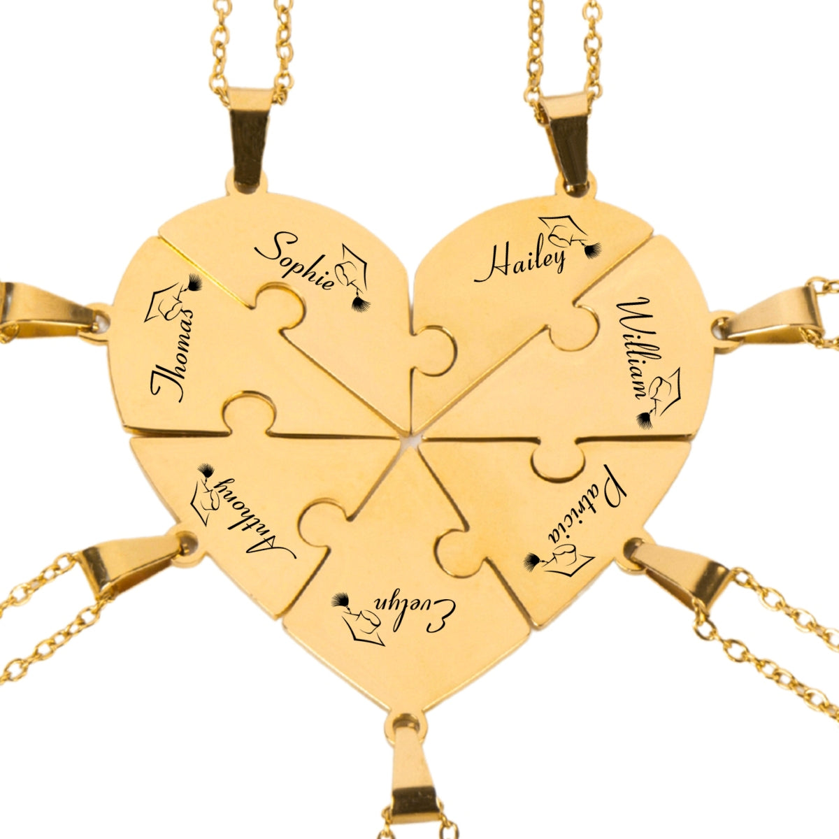 Happy Graduation - Personalized Custom Heart Puzzle Necklace