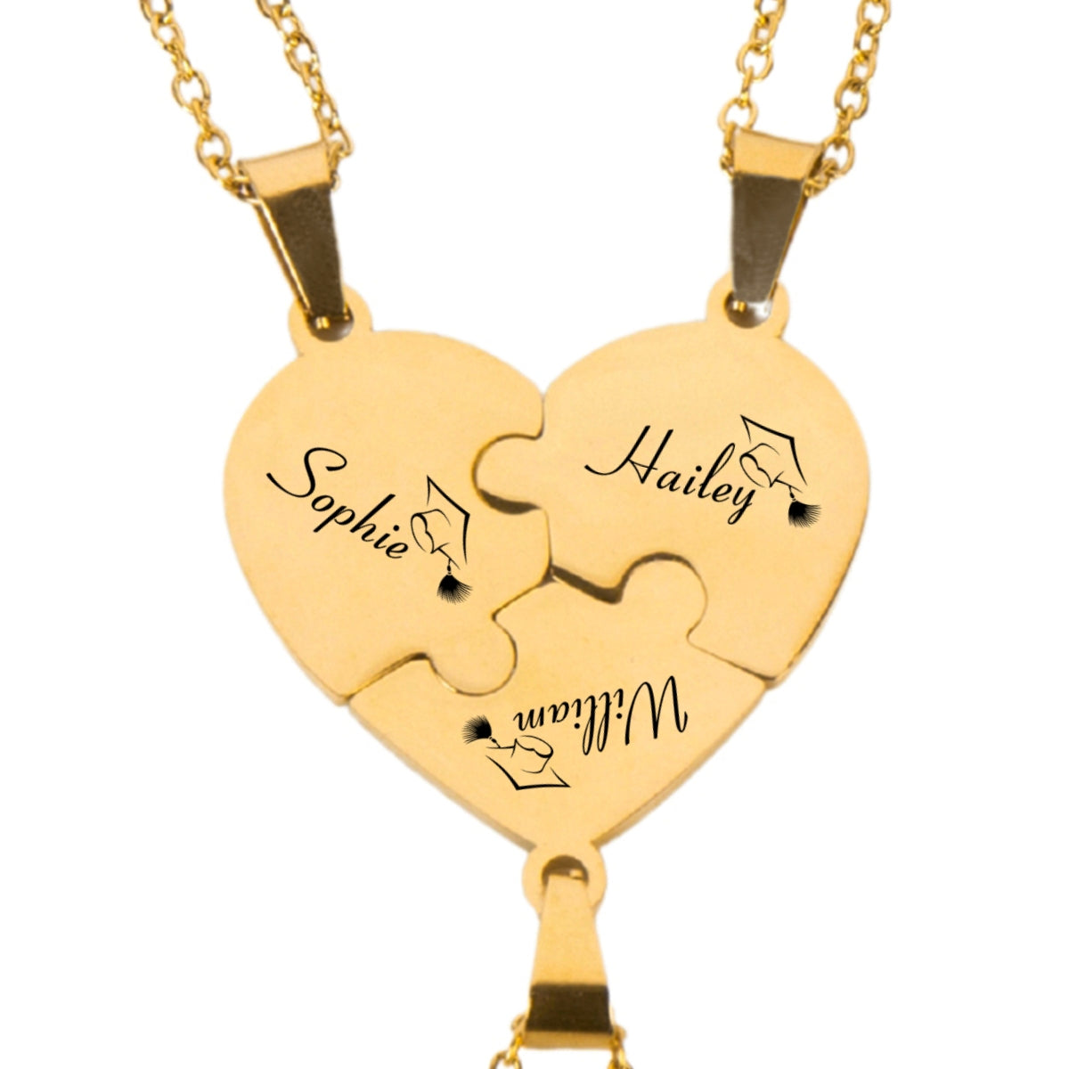 Happy Graduation - Personalized Custom Heart Puzzle Necklace