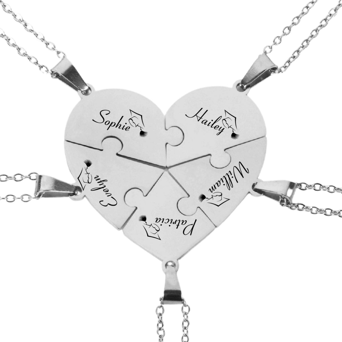 Happy Graduation - Personalized Custom Heart Puzzle Necklace