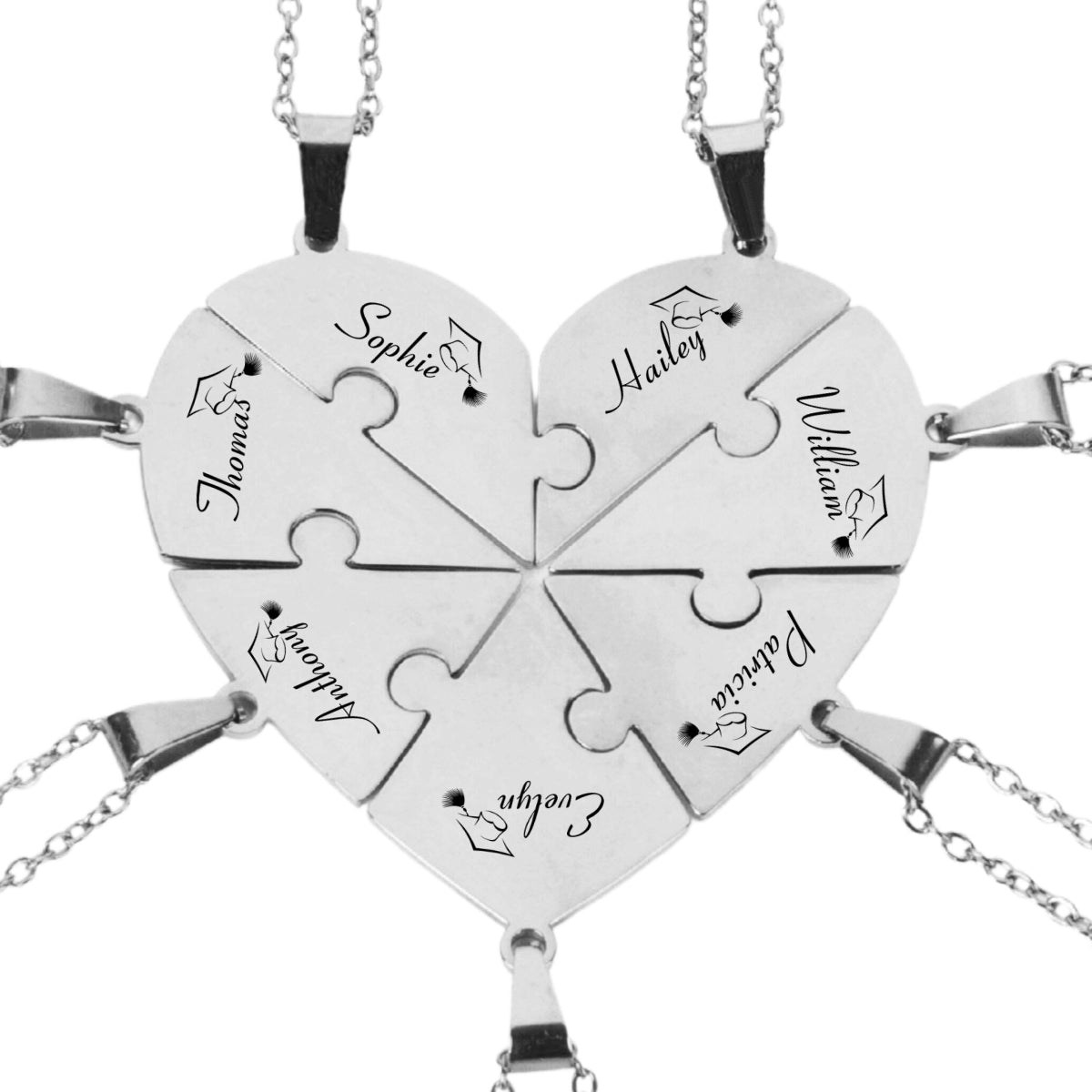 Happy Graduation - Personalized Custom Heart Puzzle Necklace