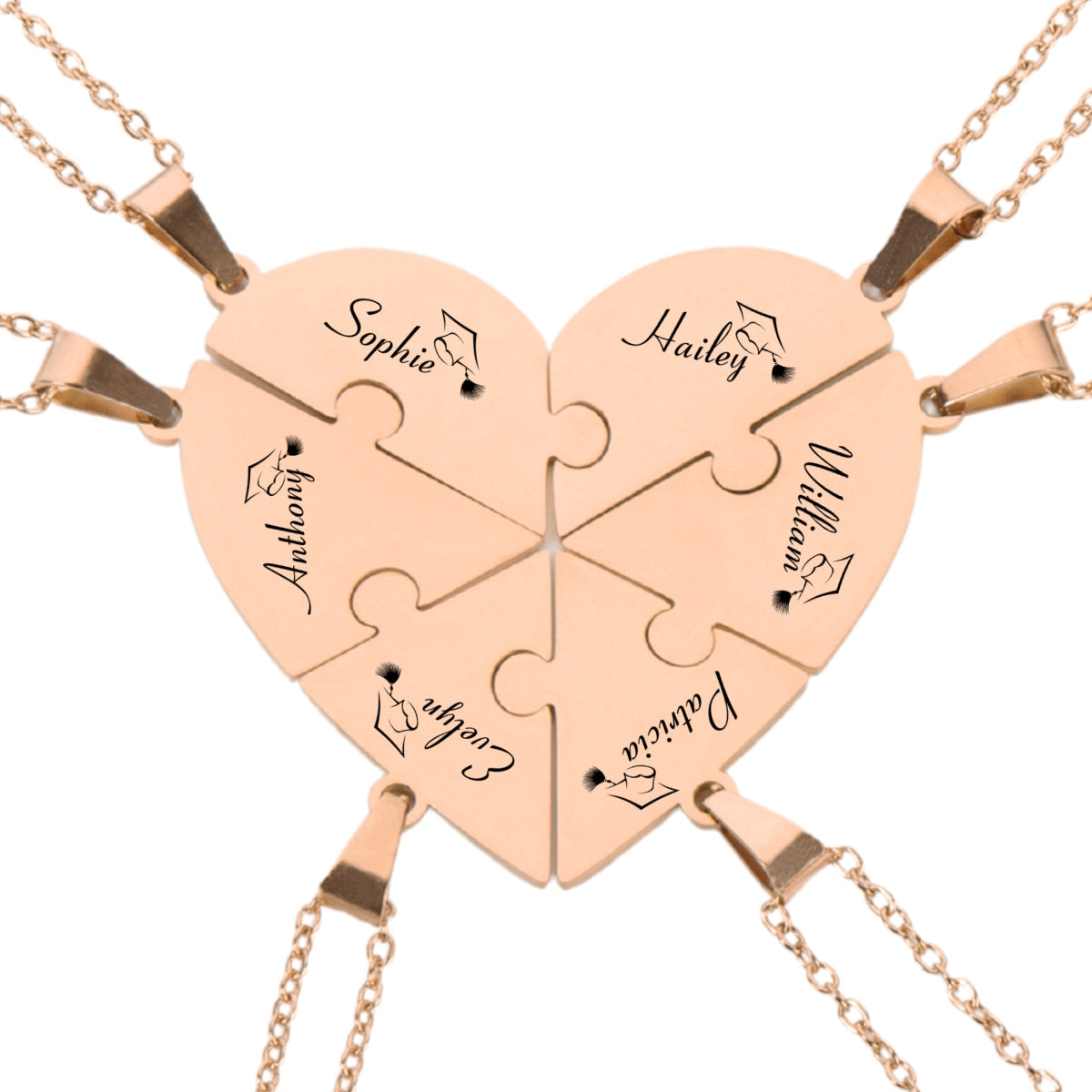 Happy Graduation - Personalized Custom Heart Puzzle Necklace