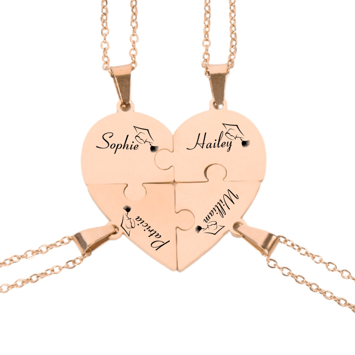 Happy Graduation - Personalized Custom Heart Puzzle Necklace