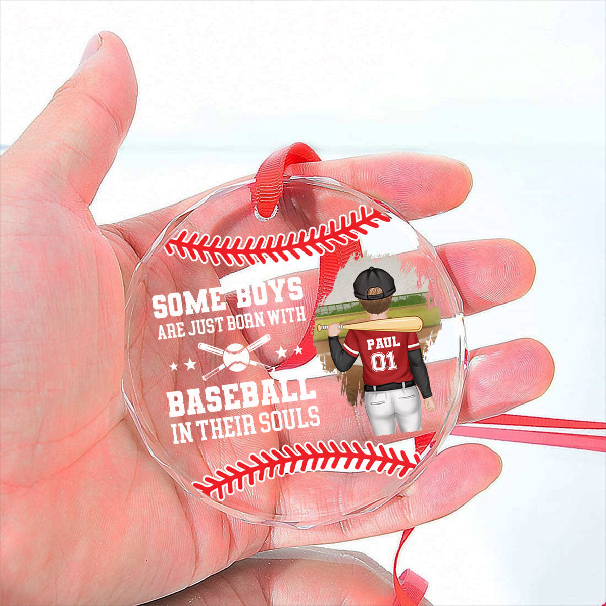 Some Boys Are Just Born With Baseball In Their Souls - Personalized Custom Glass Ornament