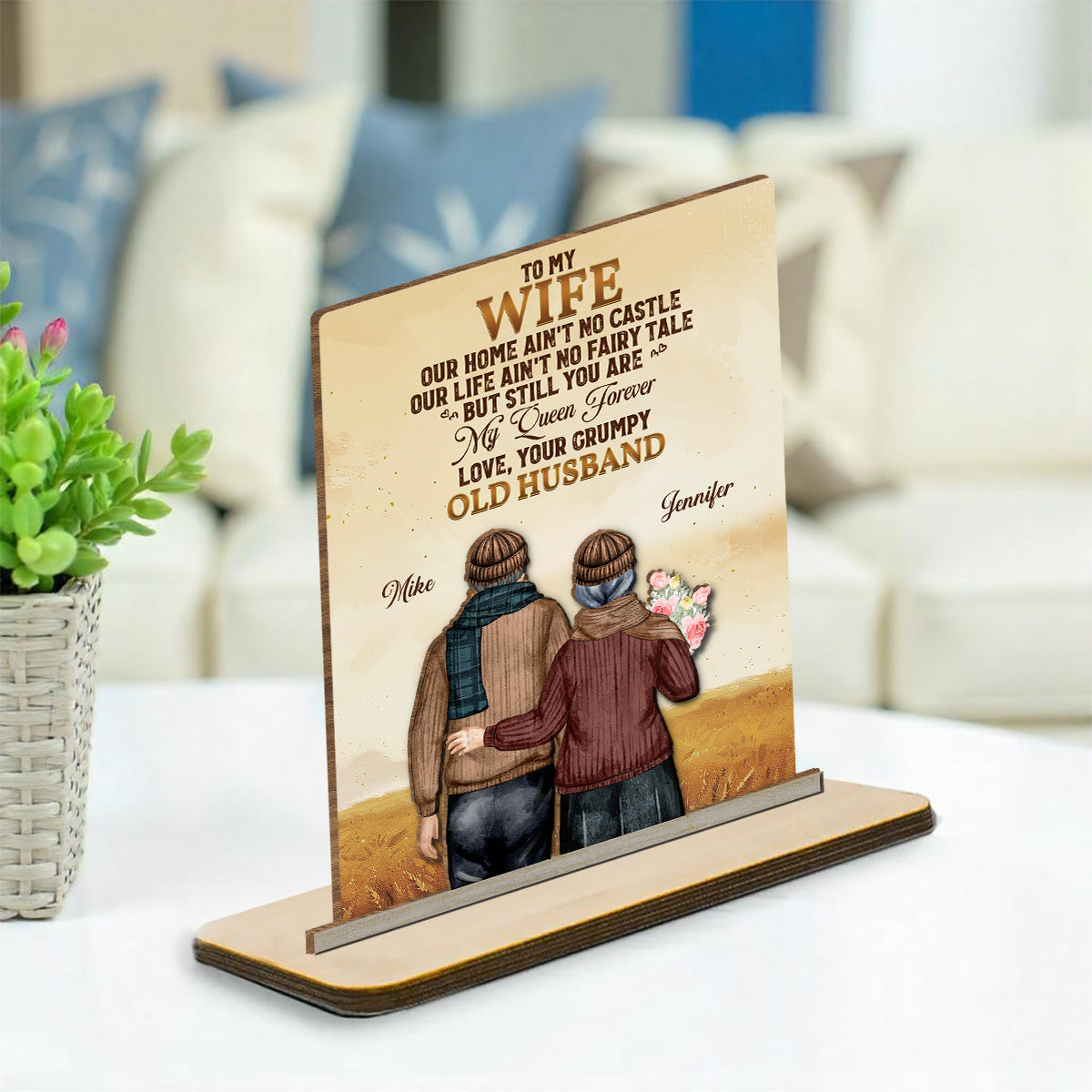 To My Wife You Are My Queen Forever - Personalized Custom 2-Layer Wood Plaque With Flat Base