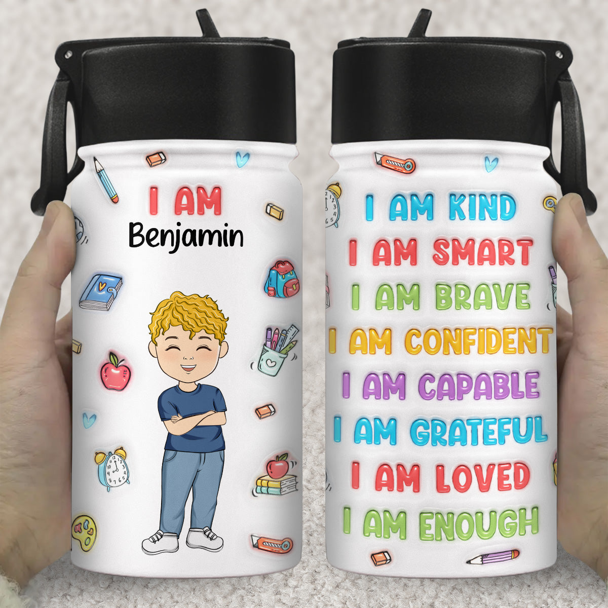 Kind Smart Loved - Personalized Custom Kids Water Bottle