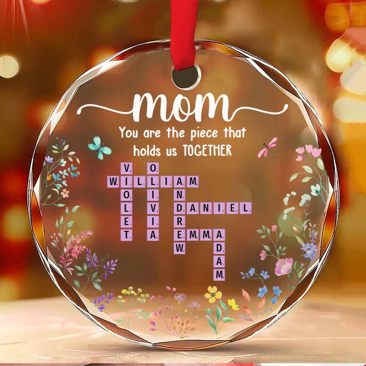 Mom Holds Us Together - Personalized Custom Glass Ornament