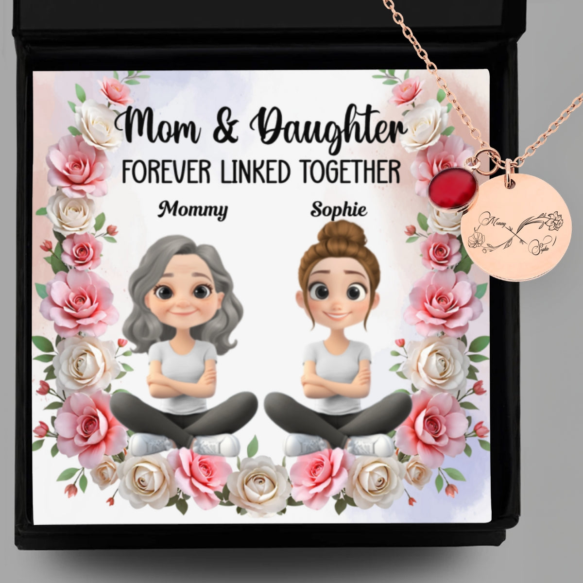 Forever Linked Together - Personalized Custom Birthstone Necklace With Message Card