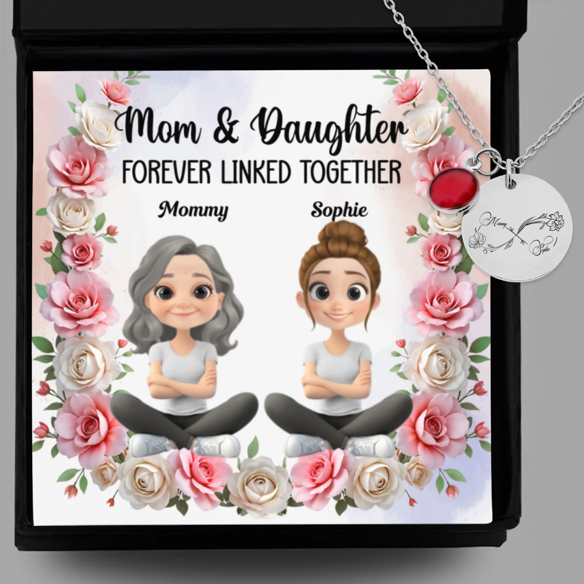 Forever Linked Together - Personalized Custom Birthstone Necklace With Message Card