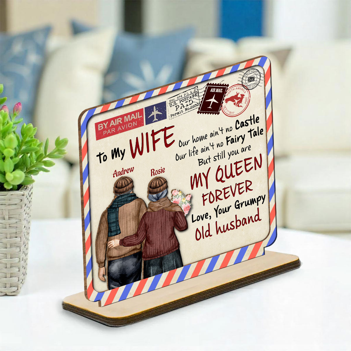 My Queen - Personalized Custom 2-Layer Wood Plaque With Flat Base