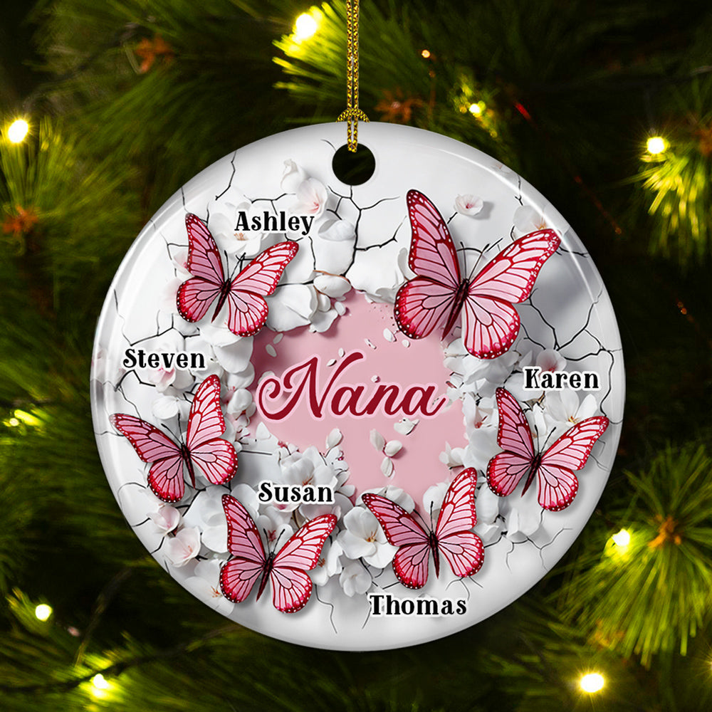 Grandma Butterfly - Personalized Custom Ceramic Ornament