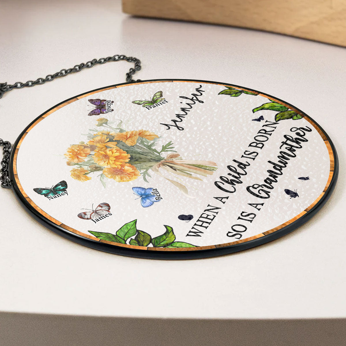 When A Child Is Born - Personalized Custom Window Hanging Suncatcher