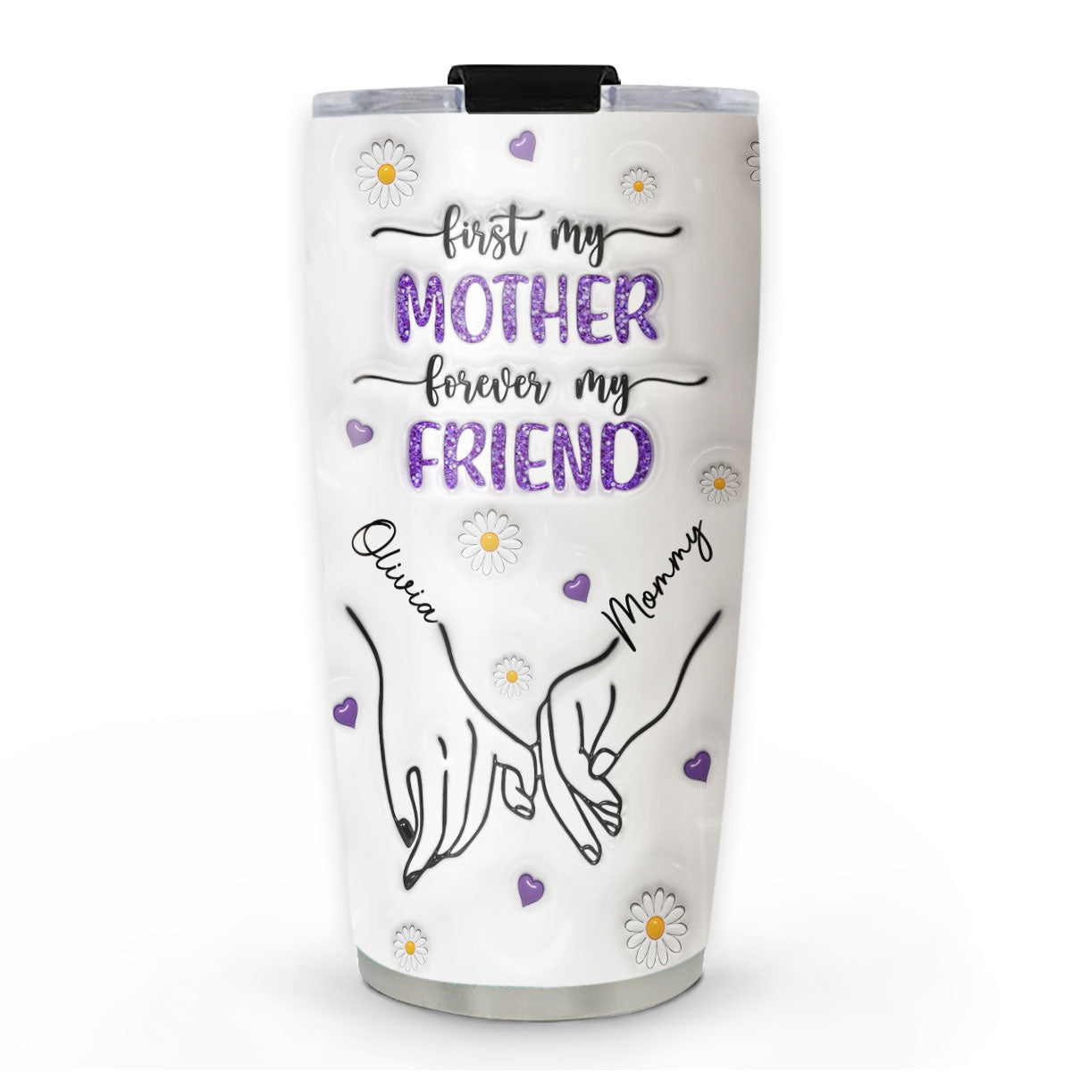 First My Granddaughter Forever My Friend - Personalized Custom 3D Inflated Effect Tumbler