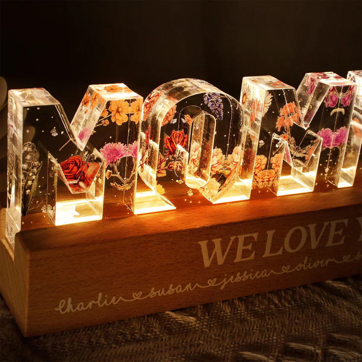 Mommy We Love You - Personalized Custom Acrylic Letters 3D LED Night Light