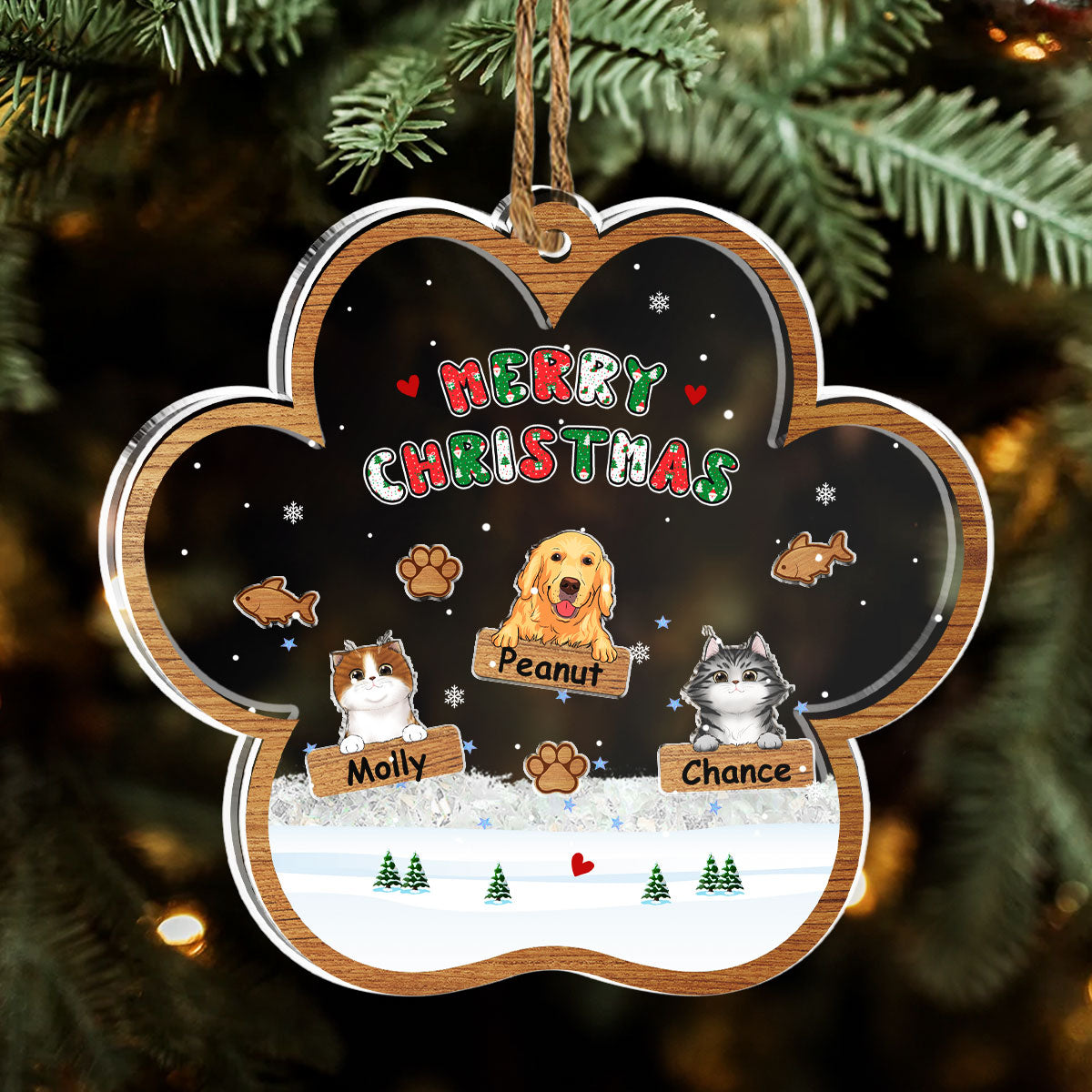 Merry Christmas Ver Pet - Personalized Custom Acrylic Shaker Ornament