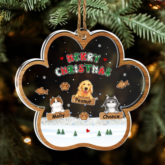 Merry Christmas Ver Pet - Personalized Custom Acrylic Shaker Ornament
