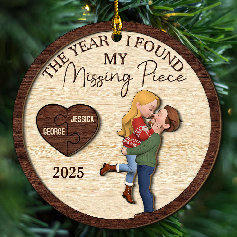 My Heart Found Its Match - Personalized Custom Freeshape 2-Layered Wood Ornament