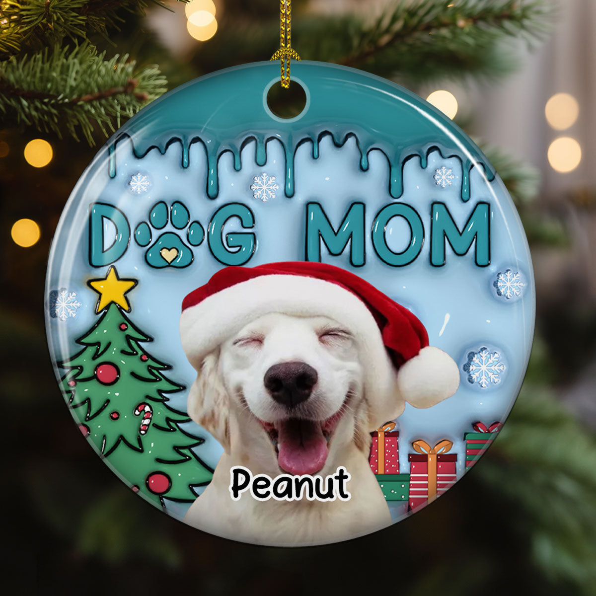 Me And Lovely Dog Photo - Personalized Custom 3D Inflated Effect Ceramic Ornament