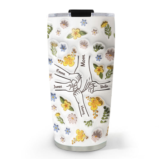 Mom Hold Our Hands, Also Our Hearts - Personalized Custom 3D Inflated Effect Tumbler