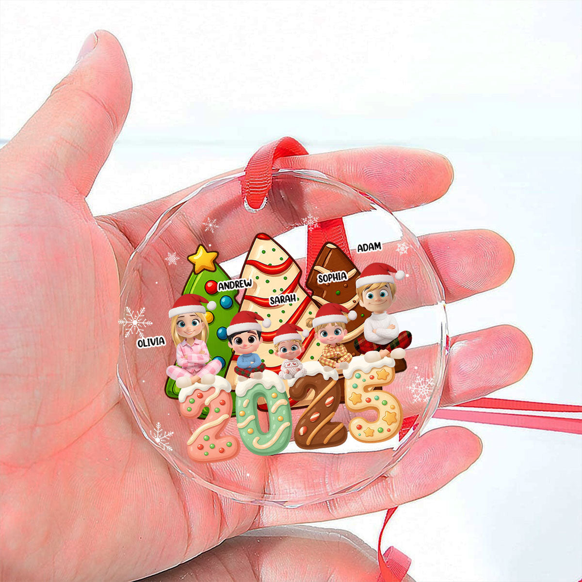 Family Cake - Personalized Custom Glass Ornament