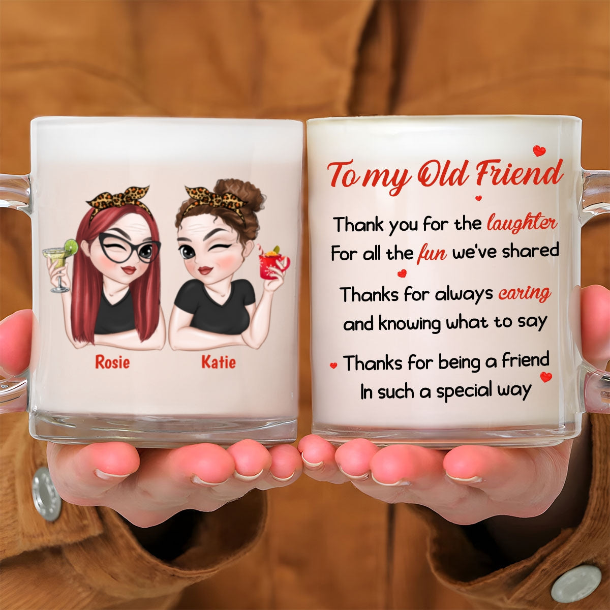 To My Old Friend -  Personalized Custom Glass Mug