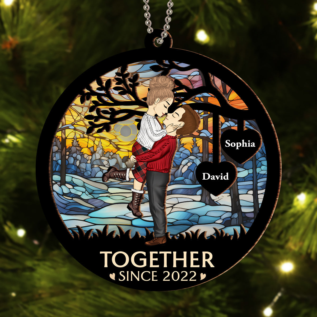 Christmas Together - Personalized Custom Suncatcher Ornament