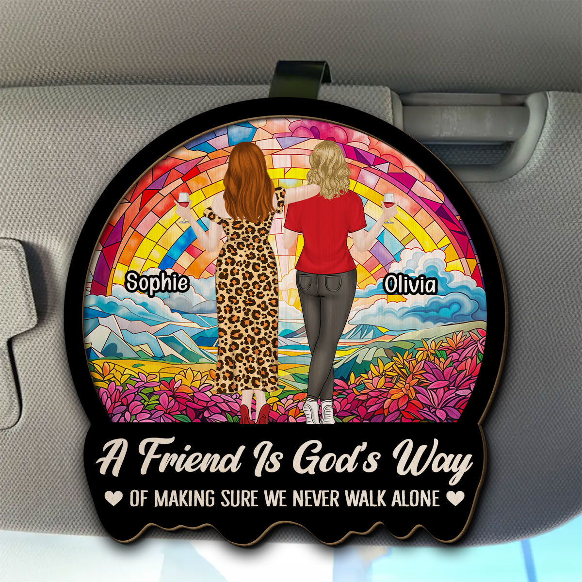 Never Walk Alone Besties - Personalized Custom Car Visor Clip