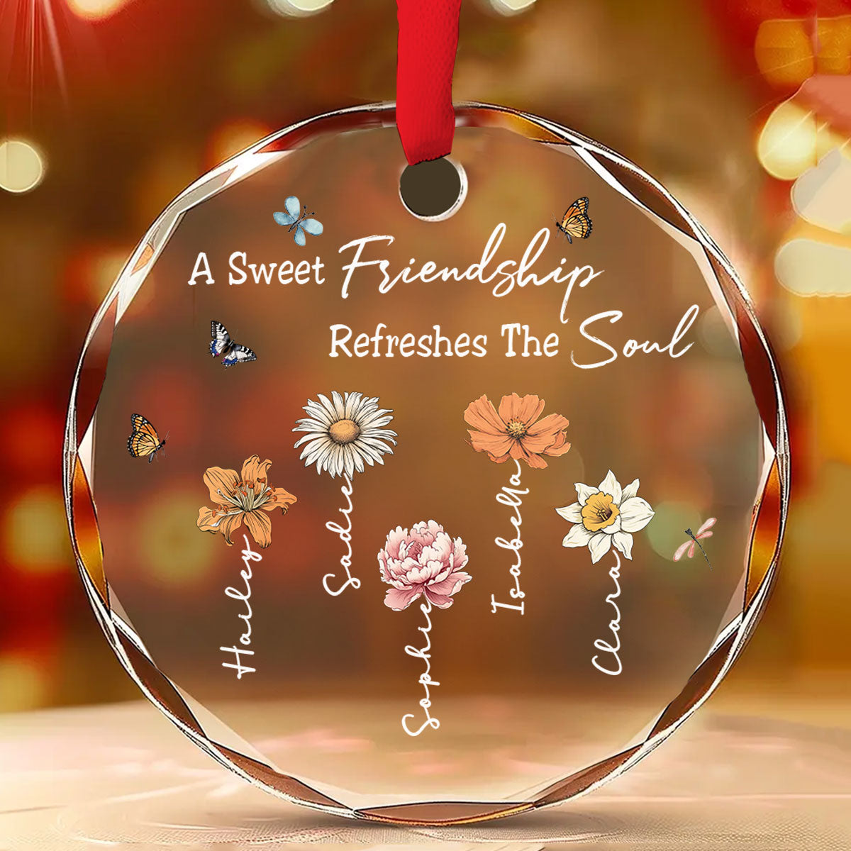 A Sweet Friendship Refreshes The Soul - Personalized Custom Glass Ornament