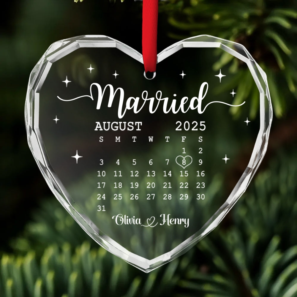 Married - Personalized Custom Glass Ornament