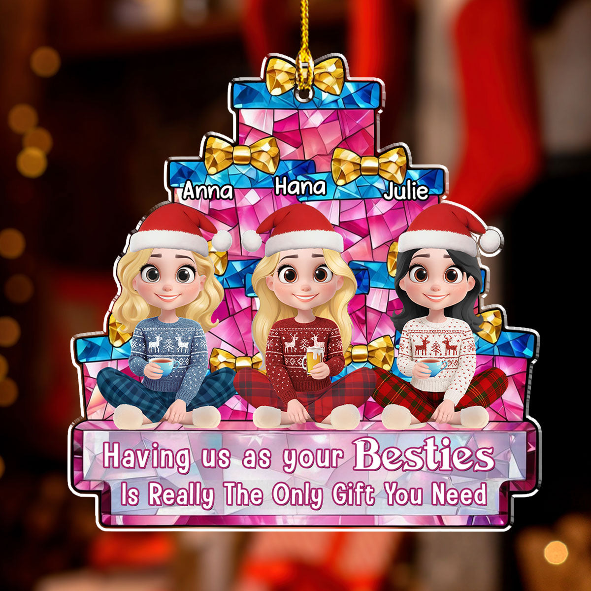 Stacked Presents Best Friends - Personalized Custom Acrylic Ornament