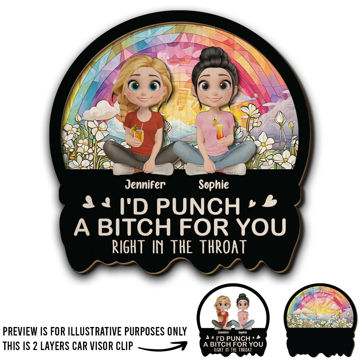 Right In The Throat For You Bestie Sister - Personalized Custom Car Visor