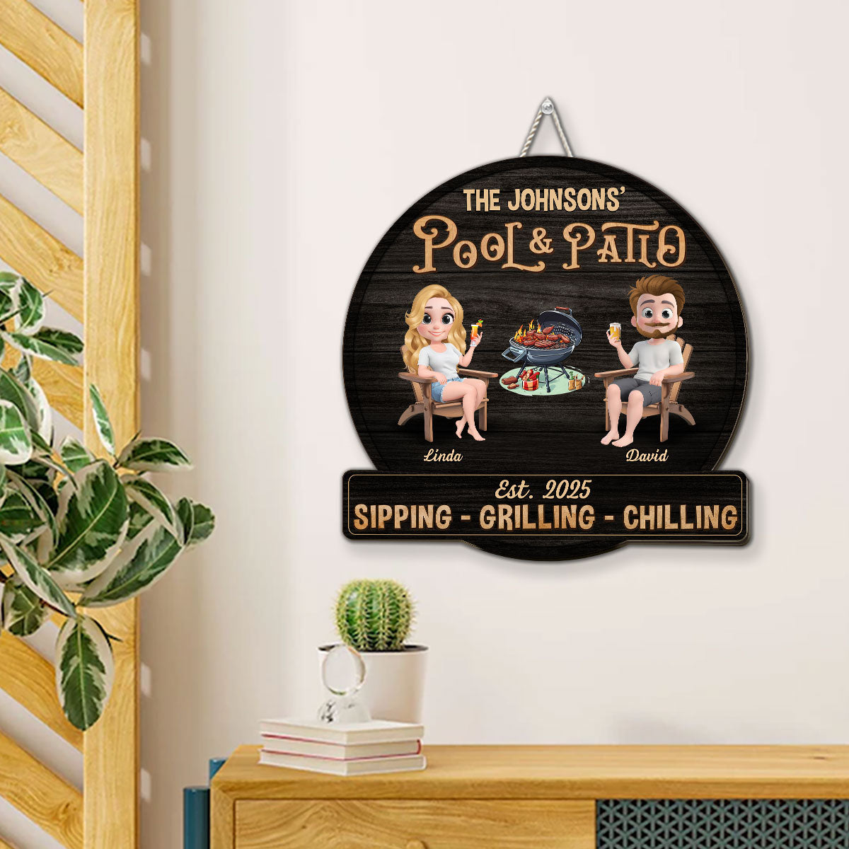 At Pool And Patio - Personalized Custom Wood Sign