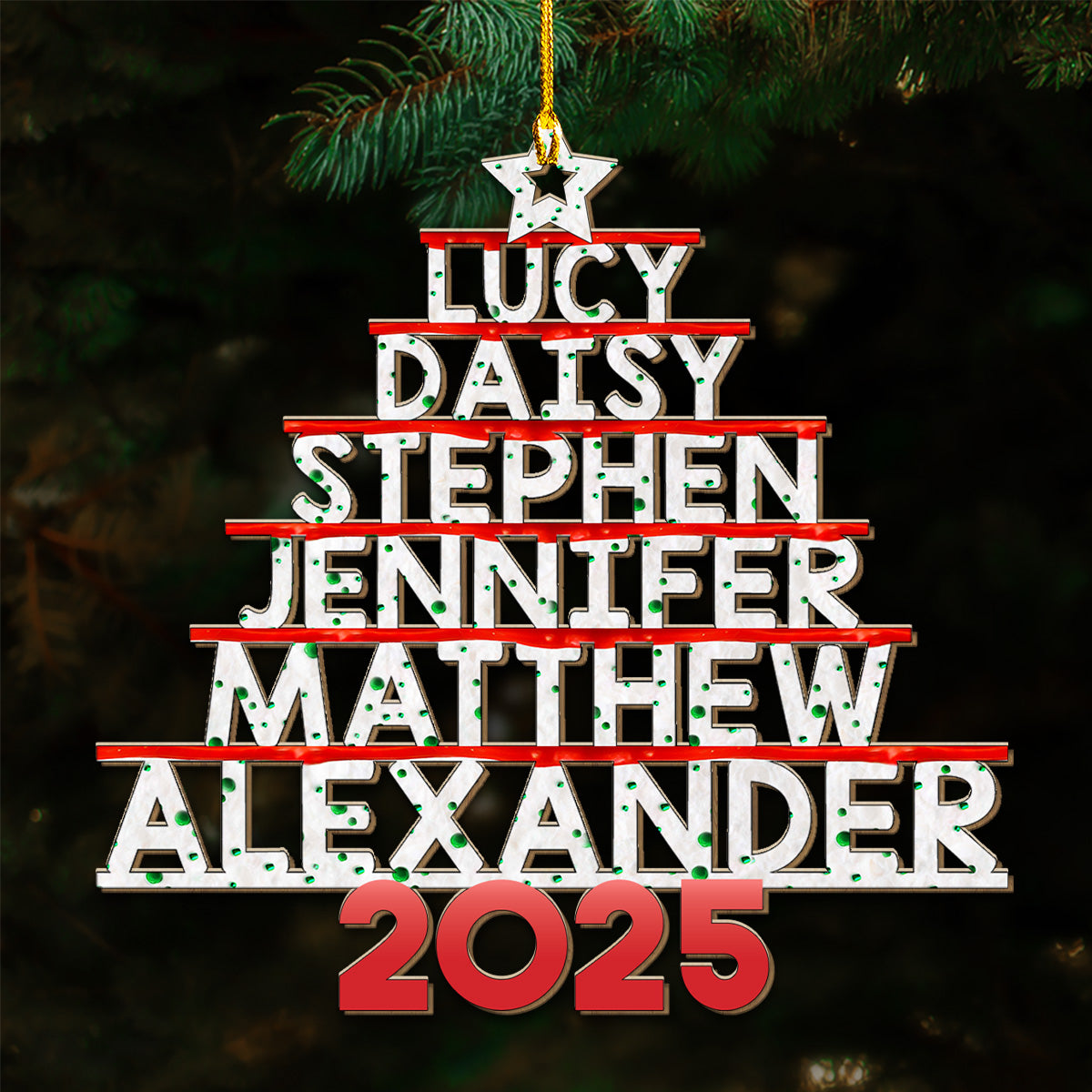 Family Name Custom Christmas Tree Cake - Personalized Custom Wood Ornament