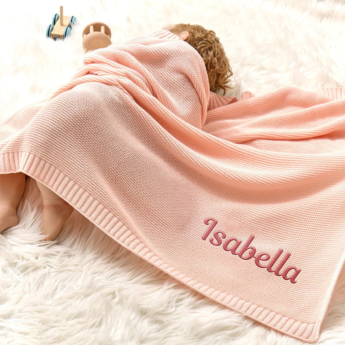 Baby Monogram - Personalized Custom Embroidered Knitted Baby Blanket